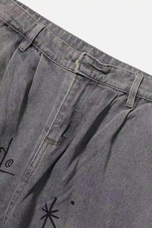 Concert Outfit Painted Washed Multi-Pocket Cargo Jeans