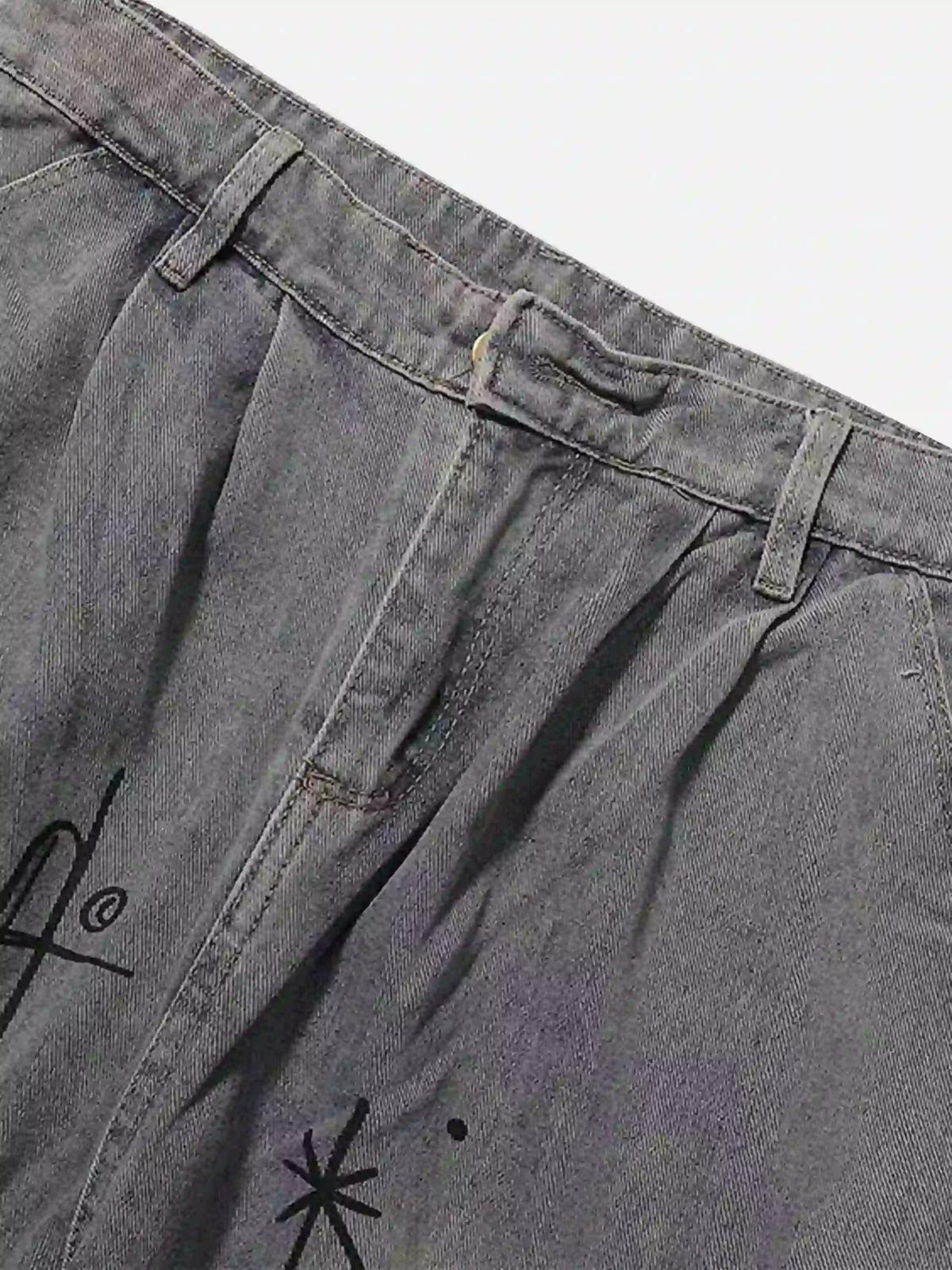 Concert Outfit Painted Washed Multi-Pocket Cargo Jeans Concert Outfit Painted Washed Multi-Pocket Cargo Jeans