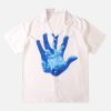 Concert Outfit Palm Digital Print Loose Lapel Short Sleeve Shirt