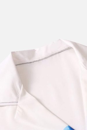 Concert Outfit Palm Digital Print Loose Lapel Short Sleeve Shirt