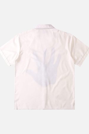 Concert Outfit Palm Digital Print Loose Lapel Short Sleeve Shirt