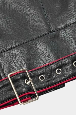 Concert Outfit Paneled Spine Pleated Cropped Leather Biker Jacket