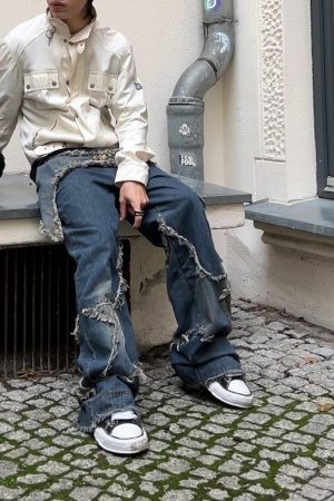 Concert Outfit Patch Embroidered Straight-Leg Jeans