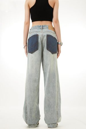 Concert Outfit Patchwork Color Blocking Jeans