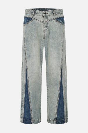 Concert Outfit Patchwork Color Blocking Jeans