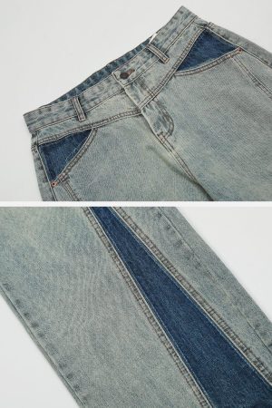 Concert Outfit Patchwork Color Blocking Jeans