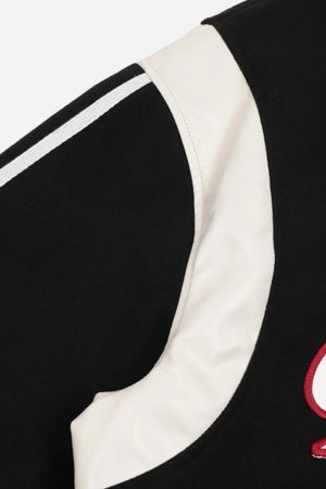 Concert Outfit Patchwork Contrast Embroidered Baseball Jacket