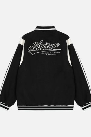 Concert Outfit Patchwork Contrast Embroidered Baseball Jacket