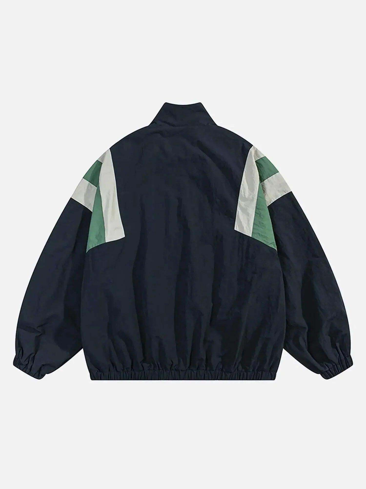 Concert Outfit Patchwork Contrasting Windbreaker Jacket Concert Outfit Patchwork Contrasting Windbreaker Jacket