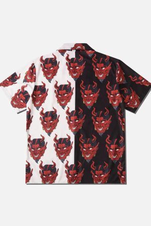 Concert Outfit Patchwork Devil Short Sleeve Shirt
