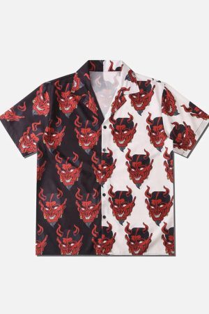 Concert Outfit Patchwork Devil Short Sleeve Shirt
