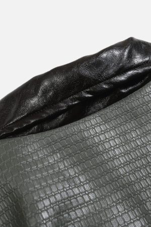 Concert Outfit Patchwork Faux Leather Jacket