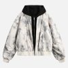 Concert Outfit Patchwork Faux Two-Piece Gradient Hooded Bomber Jacket