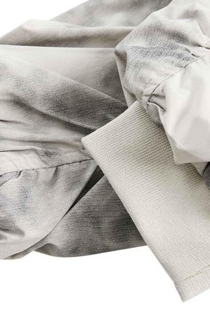 Concert Outfit Patchwork Faux Two-Piece Gradient Hooded Bomber Jacket