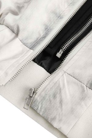 Concert Outfit Patchwork Faux Two-Piece Gradient Hooded Bomber Jacket