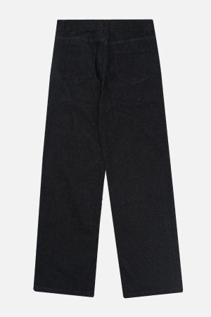 Concert Outfit Patchwork Folds Loose Jeans