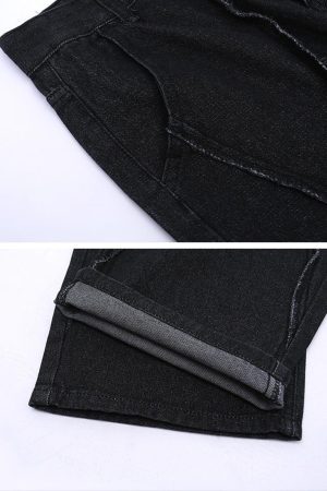 Concert Outfit Patchwork Folds Loose Jeans
