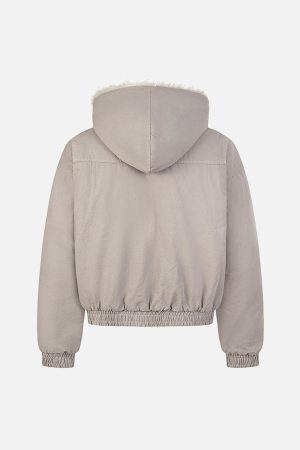 Concert Outfit Patchwork Fur Hooded Quilted Jacket