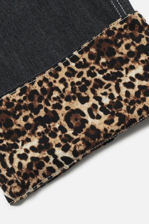 Concert Outfit Patchwork Leopard Print Jeans