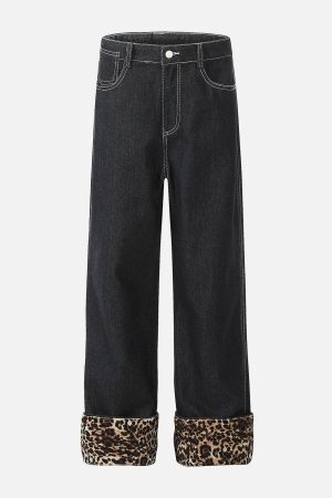 Concert Outfit Patchwork Leopard Print Jeans