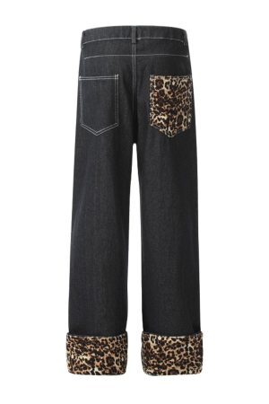 Concert Outfit Patchwork Leopard Print Jeans