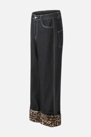 Concert Outfit Patchwork Leopard Print Jeans