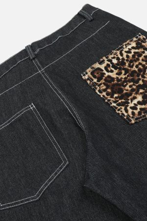 Concert Outfit Patchwork Leopard Print Jeans