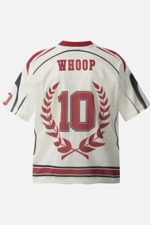 Concert Outfit Patchwork Mesh letter Print Jersey T-Shirt