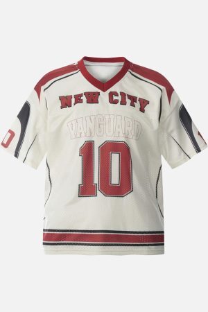 Concert Outfit Patchwork Mesh letter Print Jersey T-Shirt