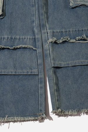 Concert Outfit Patchwork Multi-Pocket Jeans