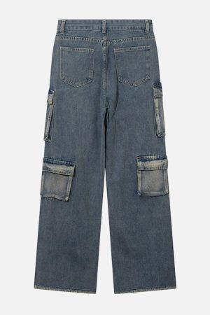 Concert Outfit Patchwork Multi-Pocket Jeans