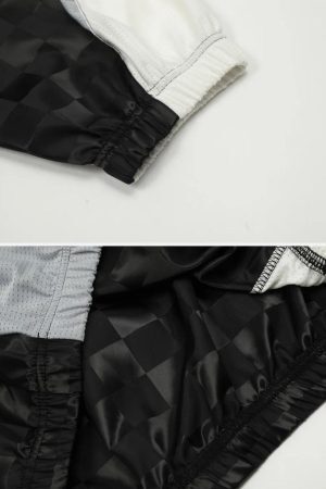 Concert Outfit Patchwork Plaid Jersey Sweatshirt