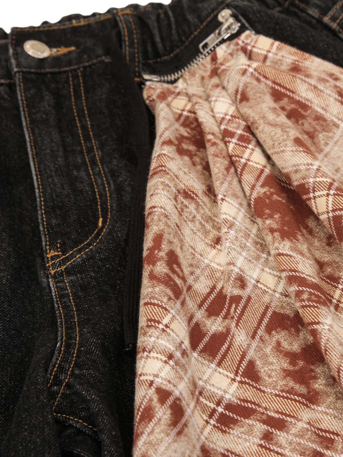 Concert Outfit Patchwork Plaid Pleated Baggy Barrel Jeans Concert Outfit Patchwork Plaid Pleated Baggy Barrel Jeans