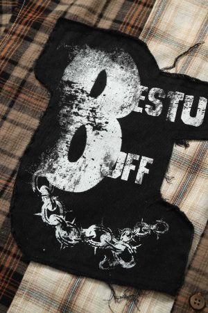 Concert Outfit Patchwork Plaid Short-Sleeve Shirt