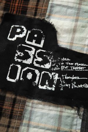 Concert Outfit Patchwork Plaid Short-Sleeve Shirt