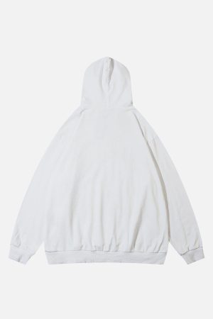 Concert Outfit Patchwork Print Tooth Washed Hoodie