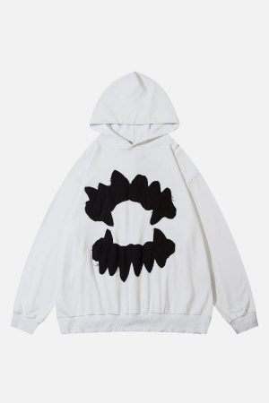 Concert Outfit Patchwork Print Tooth Washed Hoodie