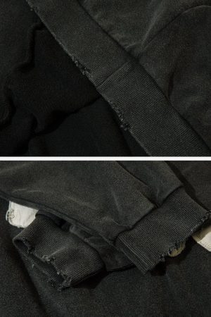 Concert Outfit Patchwork Print Tooth Washed Hoodie