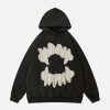 Concert Outfit Patchwork Print Tooth Washed Hoodie