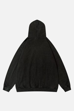 Concert Outfit Patchwork Print Tooth Washed Hoodie