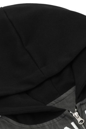 Concert Outfit Patchwork Print Zip Up Hooded Jacket