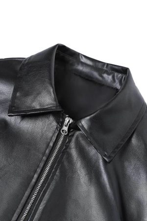 Concert Outfit Patchwork Pu Leather Motorcycle Jacket
