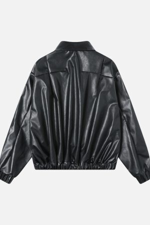 Concert Outfit Patchwork Pu Leather Motorcycle Jacket