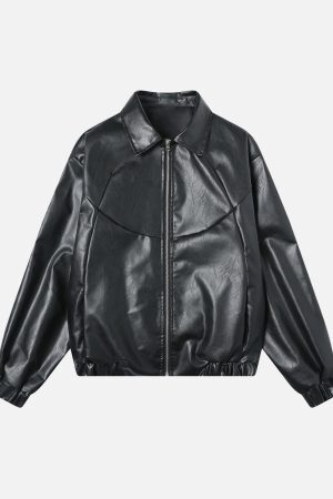 Concert Outfit Patchwork Pu Leather Motorcycle Jacket
