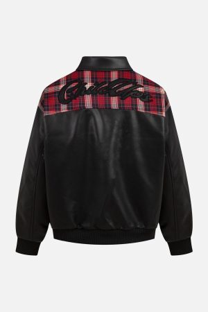 Concert Outfit Patchwork PU Leather Quilted Jacket