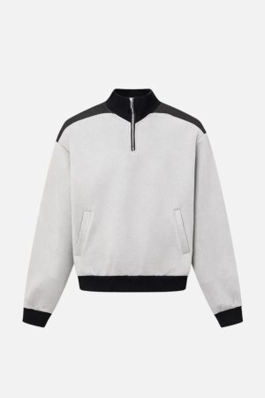 Concert Outfit Patchwork Stand Collar Sweatshirt