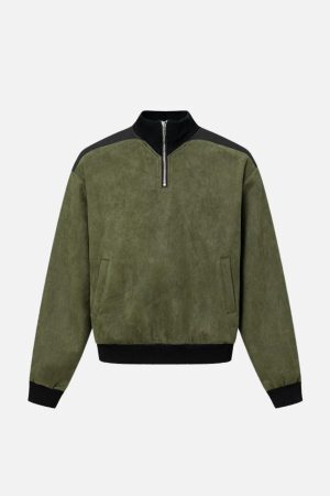 Concert Outfit Patchwork Stand Collar Sweatshirt