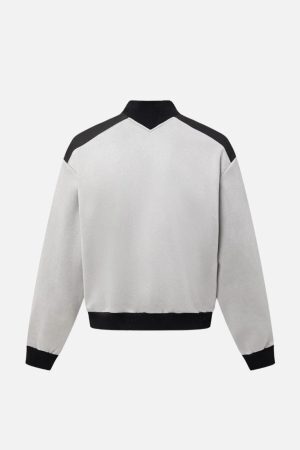 Concert Outfit Patchwork Stand Collar Sweatshirt