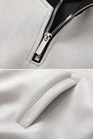 Concert Outfit Patchwork Stand Collar Sweatshirt