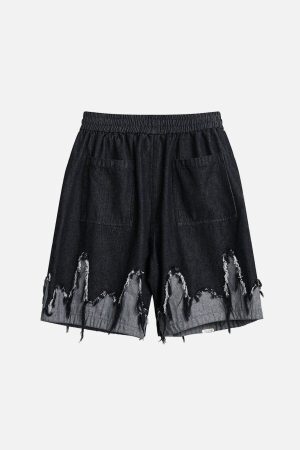 Concert Outfit Patchwork Tassel Fringe Jorts